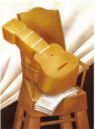 Guitar and Chair - Fernando Botero