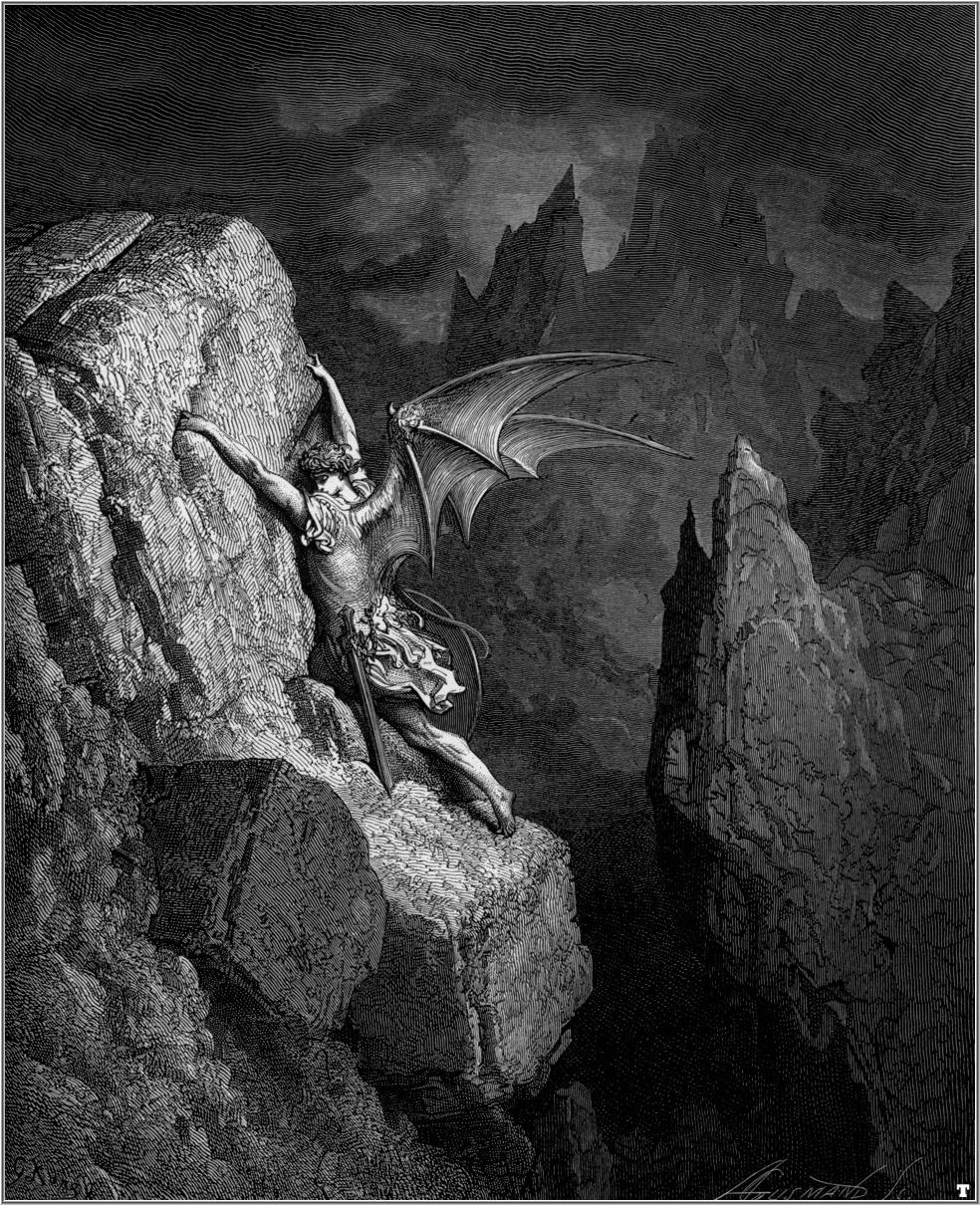 Satan&amp;#39;s Flight Through Chaos - Gustave Dore - WikiArt.org ...