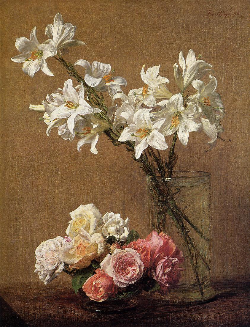 Roses and Lilies Henri FantinLatour encyclopedia of