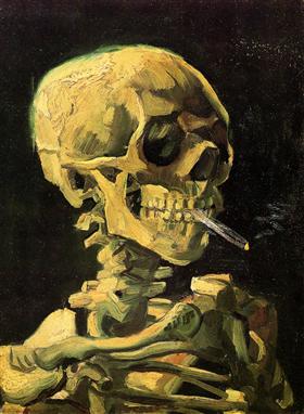 Cráneo con el cigarrillo ardiente, Vincent van Gogh