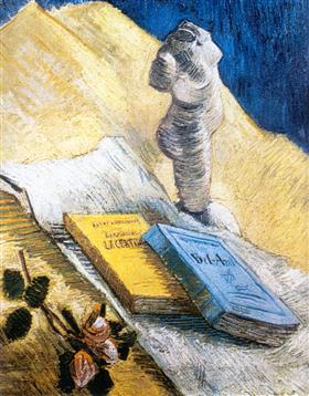Todavía vida con la figurilla del yeso, una Rose y dos novelas, Vincent van Gogh