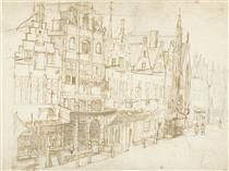 View of a Row of Houses in a City - Carel Fabritius