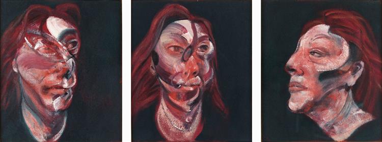 Three Studies for Portrait of Isabel Rawsthorne (on a dark background), 1965 - Francis Bacon