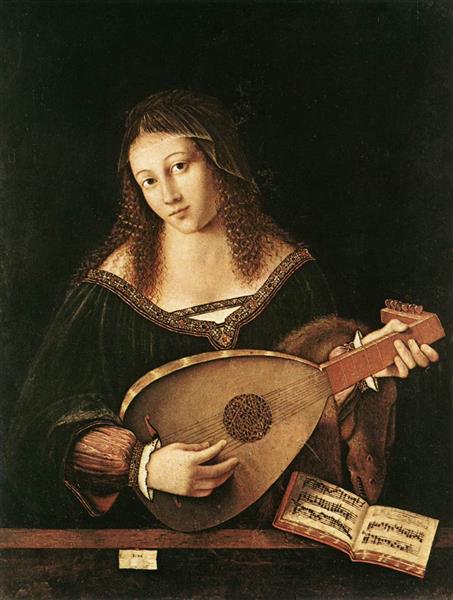 Woman Playing a Lute, 1520 - Бартоломео Венето