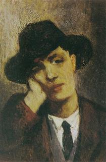 Portrait of Amadeo Modigliani (possibly by Jeanne Hébuterne) - 珍妮·赫布特尼