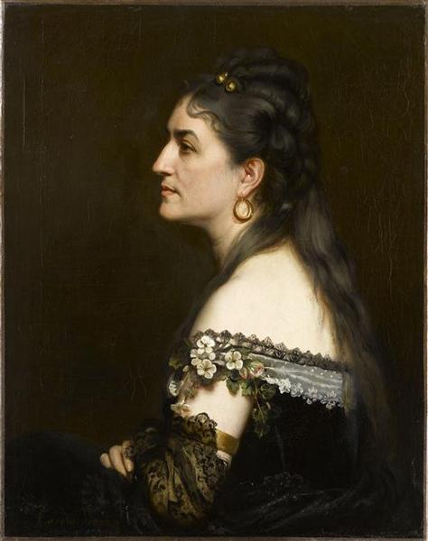 Portrait of a Woman Wearing a Low Necked Dress - Carolus-Duran