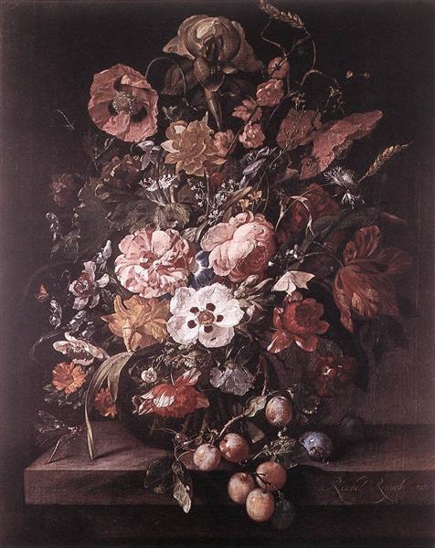 Flowerpiece with Prunes, 1703 - Рашель Рюйш