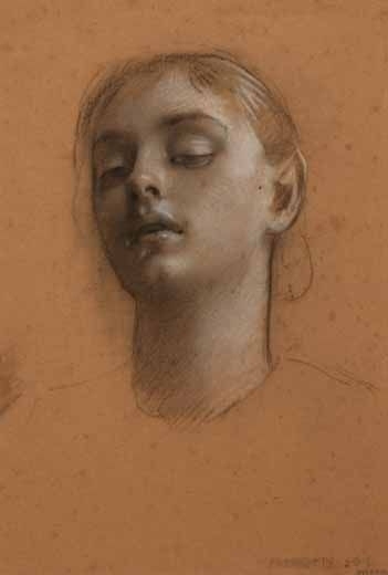 Head of a Young Girl, c.1900 - Adolf Hirémy-Hirschl