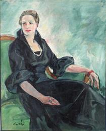 Portrait of An Uknown Woman in Black - Adalbert Erdeli