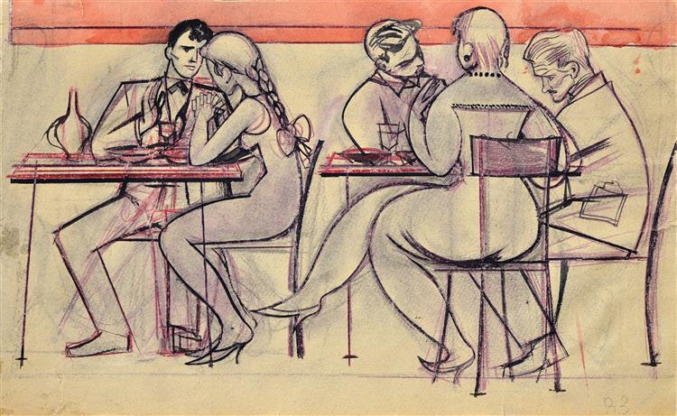 In the Cafe, 1960 - Виктор Иванович Зарецкий