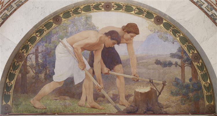 Labor Mural in Lunette from the Family and Education Series, 1896 - Charles Sprague Pearce