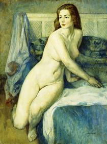 Nude in a Blue Interior - Leon Kroll