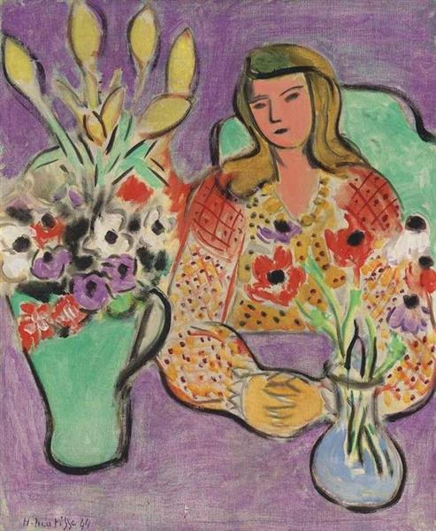 Jeune Fille Aux Anemones Sur Fond Violet, 1944 - Henri Matisse