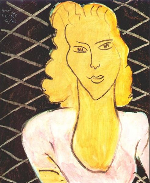 Ochre Head, Lozenge Background, 1942 - Henri Matisse