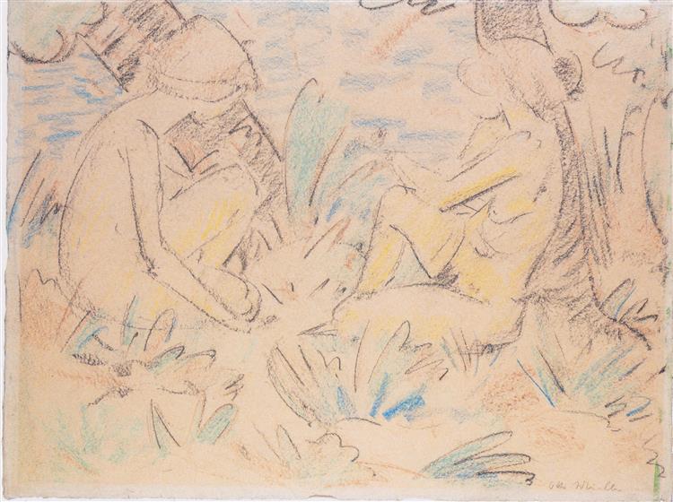 Zwei Mädchen Am Waldrand, 1924 - Otto Mueller
