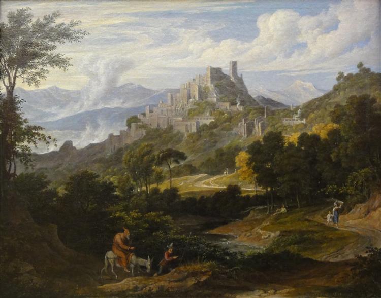 Landschaft Bei Olevano Mit Reitendem Mönch, 1830 - Joseph Anton Koch