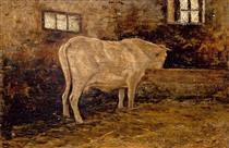 Cow in Stable - Giovanni Segantini