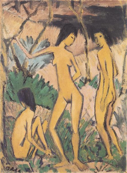 Drei Akte in Landschaft, 1919 - Отто Мюллер