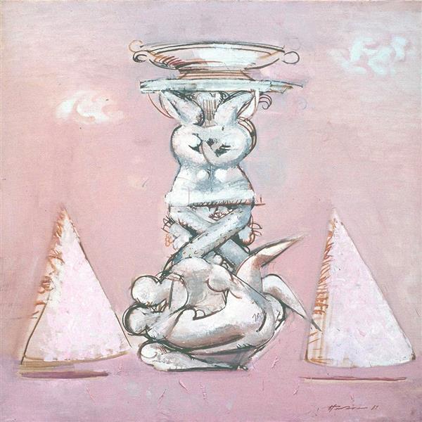 Fountain constructing (pink), 1989 - Vasiliy Ryabchenko