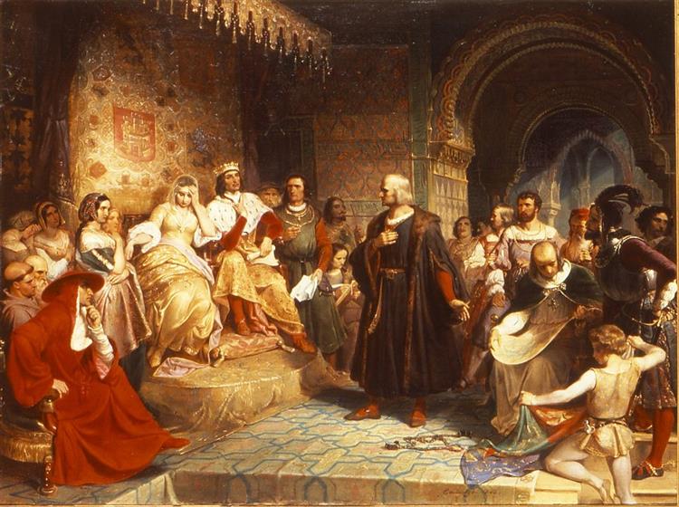 Columbus Before the Queen, 1843 - Эмануэль Лойце