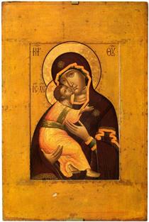 Our Lady of Vladimir. On the Turn - Calvary Cross - Simon Ushakov