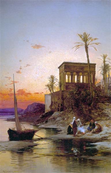 The temple of Trajan on the Nile, Egypt, 1905 - Hermann David Salomon Corrodi