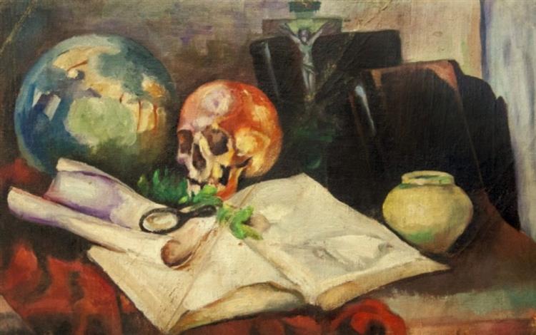 Still life with a skull, c.1920 - Nikola Martinoski