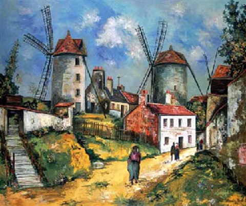 Les anciens moulins de Montmartre et la ferme Debray, 1923 - Maurice Utrillo