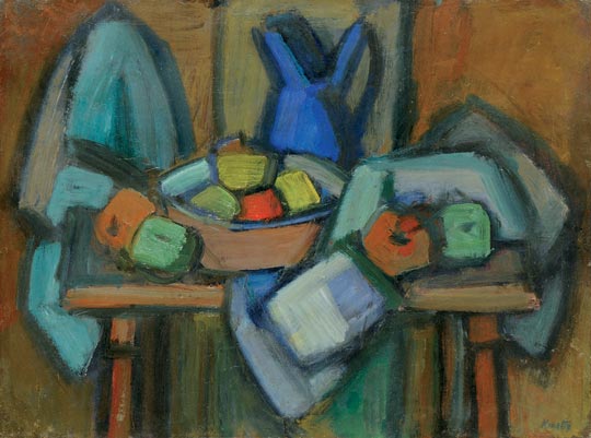 Still Life with Blue Kettle and Fruits, c.1930 - János Kmetty