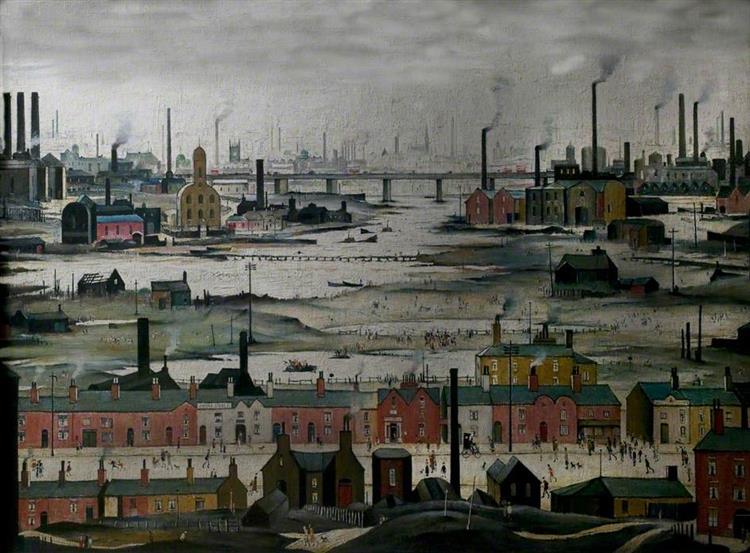 Industrial Landscape, River Scene, 1950 - L. S. Lowry