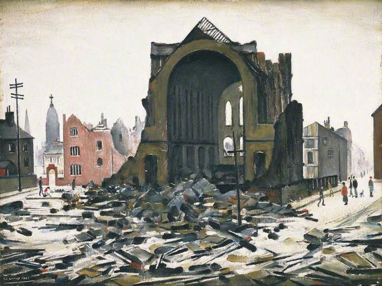 St Augustine's Church, Manchester, 1945 - Laurence Stephen Lowry