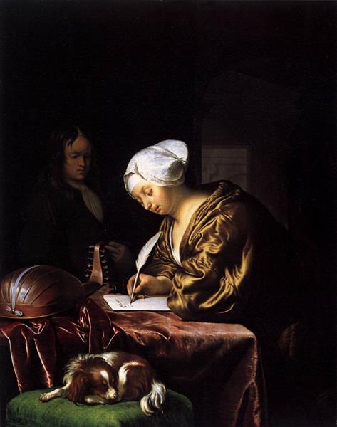 Woman Writing a Letter, 1680 - Франц ван Мирис