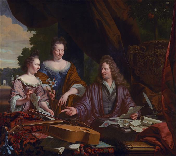 David, Agneta and Daughter Catherina Neufville, 1696 - Михиль ван Мюссер