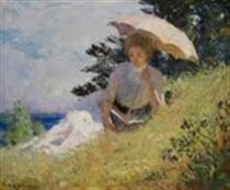 The Hillside (reading in Sun and Shade) - Фрэнк Бенсон