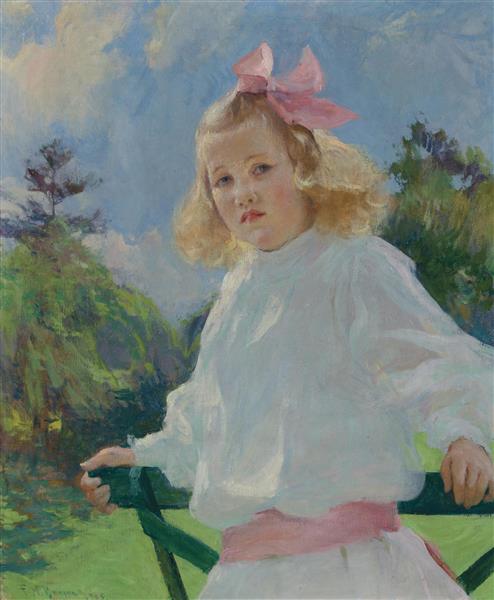 Girl with Pink Bow, 1905 - Frank W. Benson