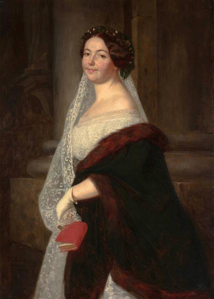 Portret Siostry Artysty, Wandy Müller-wandau, W Stroju Ślubnym, 1858 - Henryk Rodakowski