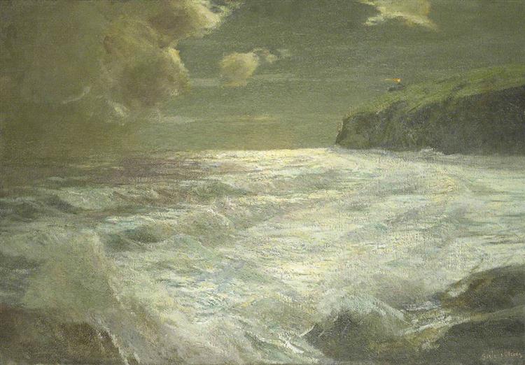 A Coastal View with a Lighthouse - Julius Olsson