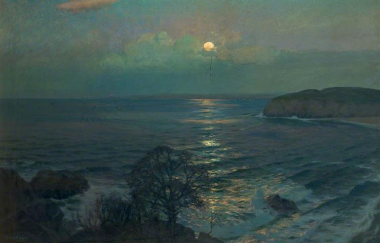 Rising Moon, St Ives Bay, Cornwall - Julius Olsson