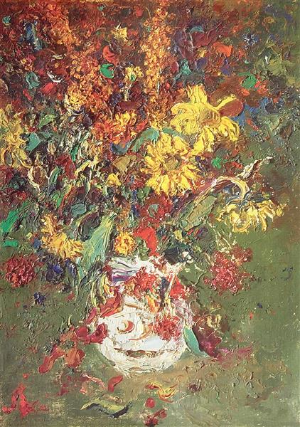 Flowers in a white vase, c.1980 - c.1990 - Serhij Schyschko