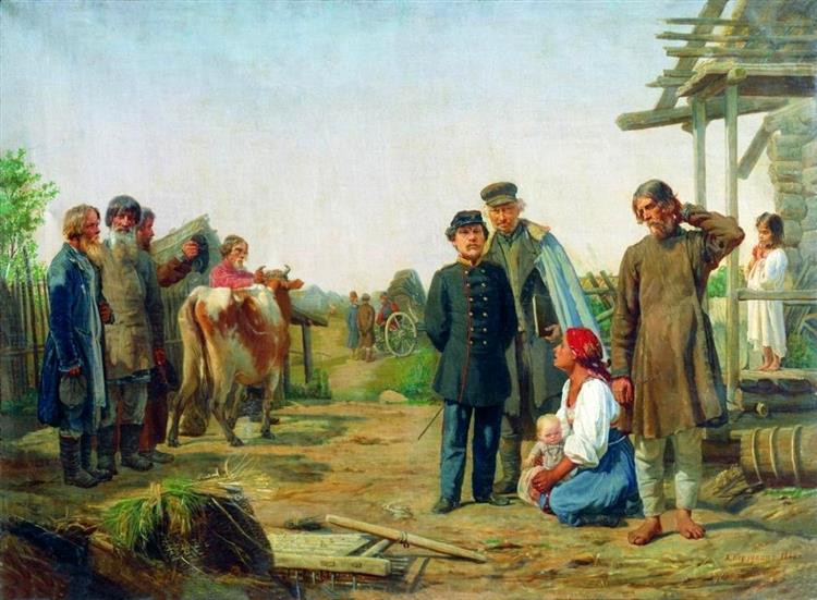 Collecting Arrears, 1868 - Алексей Иванович Корзухин