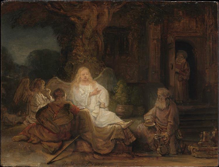 Abraham serving the angels, 1646 - Rembrandt
