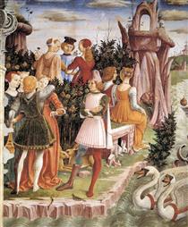 April. Fresco in Palazzo Schifanoia (detail) - Triumph of Venus - Франческо дель Косса