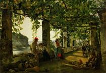 Veranda entwined with grapes - Sylvester Feodossijewitsch Schtschedrin
