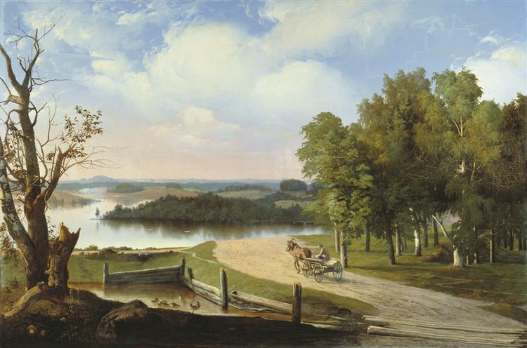 Пейзаж с рекой и дорогой, 1853 - Apollinary Goravsky