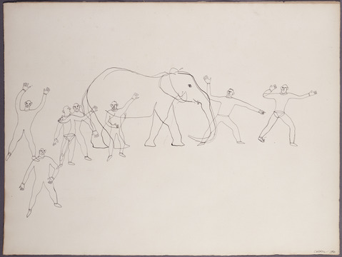 MEN PERSUADING ELEPHANT, 1931 - 亚历山大·考尔德