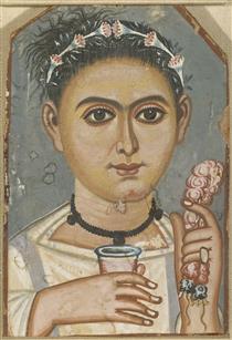 Boy with a Floral Garland in His Hair - Fayum portrait