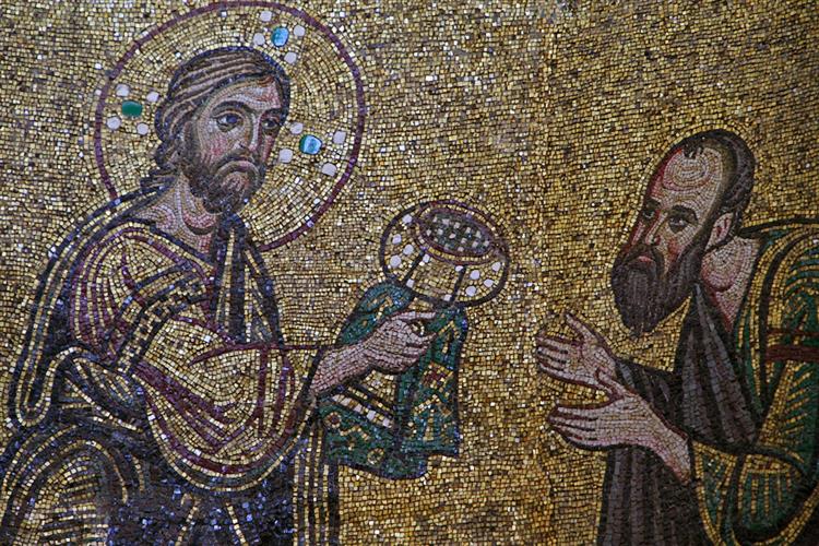 Christ and St.Paul (Eucharist Cycle), c.1113 - 拜占庭馬賽克藝術