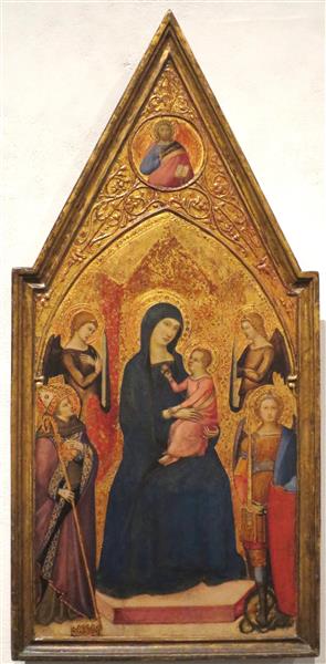 Virgin and Child with Sts. Louis of Toulouse and Michael - Luca di Tommè