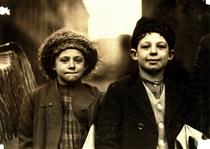 Joseph, 10, and Rosy, 8, Newsies, Newark, New Jersey, 1909 - Льюис Хайн