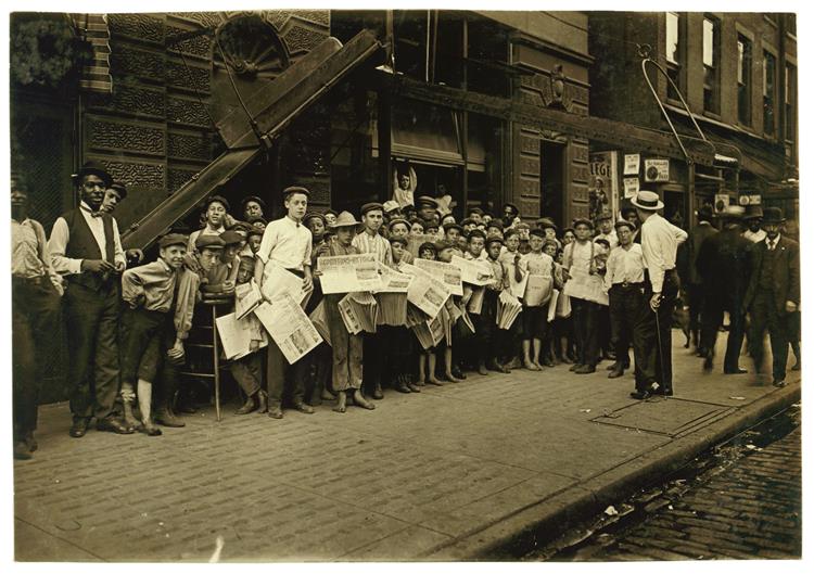 Newsboys with Base Ball Extra, Cincinnati, Ohio, 1908, 1908 - 路易斯·海因